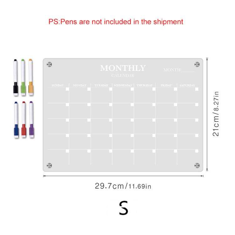 TYU370 Monthly Plan Message Board Acrylic Refrigerator Magnet Note Board, Size:29.7x21cm()