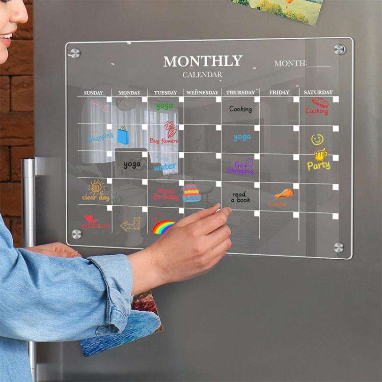TYU370 Monthly Plan Message Board Acrylic Refrigerator Magnet Note Board, Size:42x29cm()