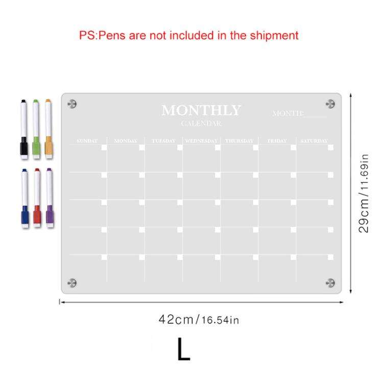TYU370 Monthly Plan Message Board Acrylic Refrigerator Magnet Note Board, Size:42x29cm()