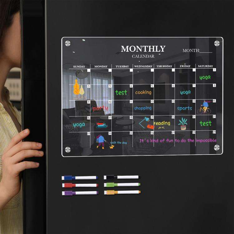 TYU370 Monthly Plan Message Board Acrylic Refrigerator Magnet Note Board, Size:42x29cm()