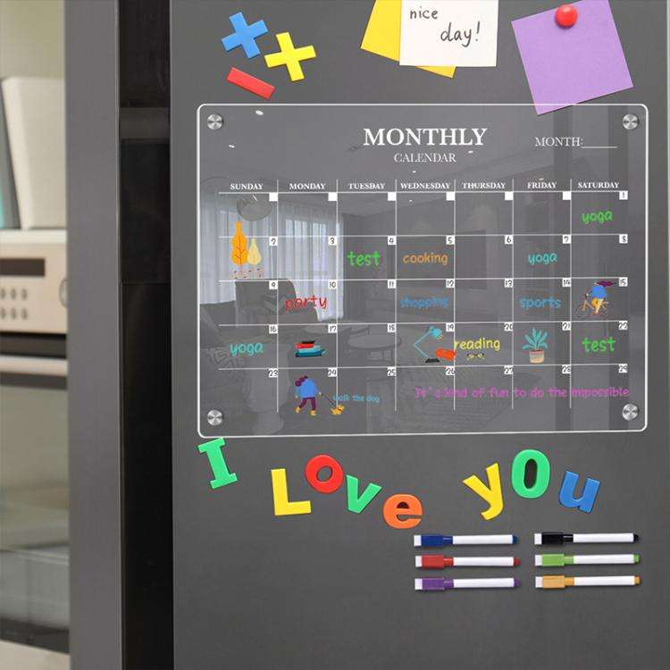 TYU370 Monthly Plan Message Board Acrylic Refrigerator Magnet Note Board, Size:42x29cm()