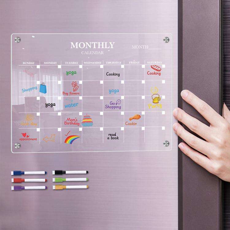 TYU370 Monthly Plan Message Board Acrylic Refrigerator Magnet Note Board, Size:42x29cm()