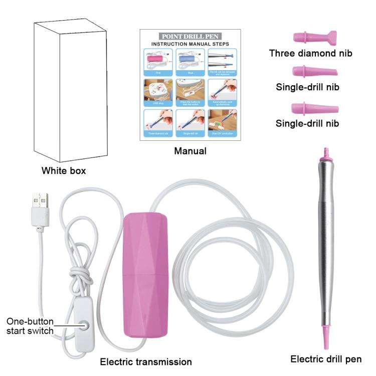 USB Interface Electric Drill Pen DIY Drill Tool(Pink)