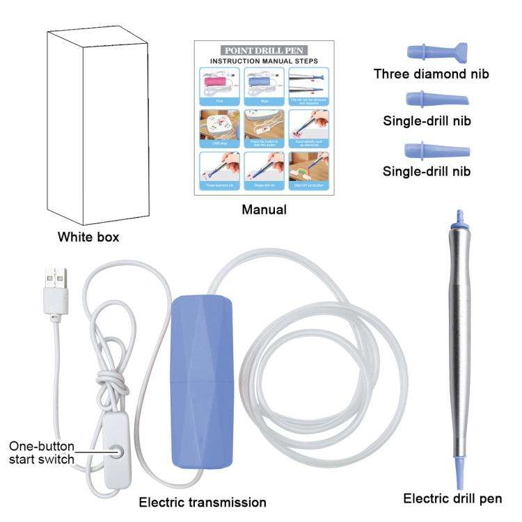 USB Interface Electric Drill Pen DIY Drill Tool(Blue)