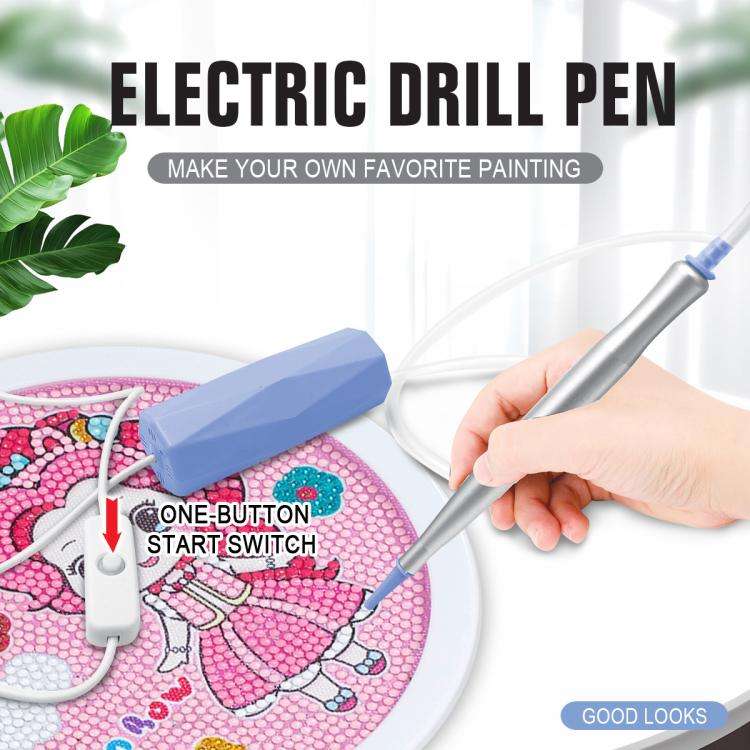 USB Interface Electric Drill Pen DIY Drill Tool(Blue)