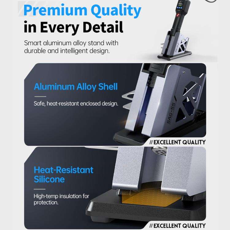 FNIRSI SAG-55 550W High Temperature Portable Micro Hot Air Gun, Type:Standard Ordinary Base(EU Plug)