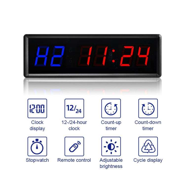 KYX--0015 1.5 inch 6-digit Cycle Interval Fitness Exercise Multi-function Timer, Plug:UK Plug(Black)