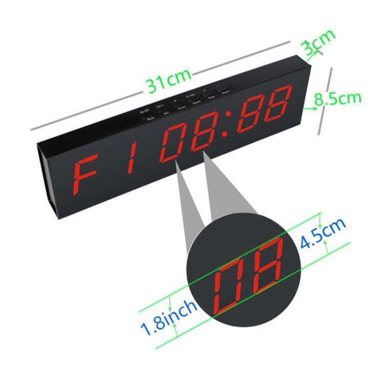 KYX--0018 Plastic Shell 1.8 inch 6-digit LED Sports Fitness Multi-function Timer, Plug:AU Plug(Bl...