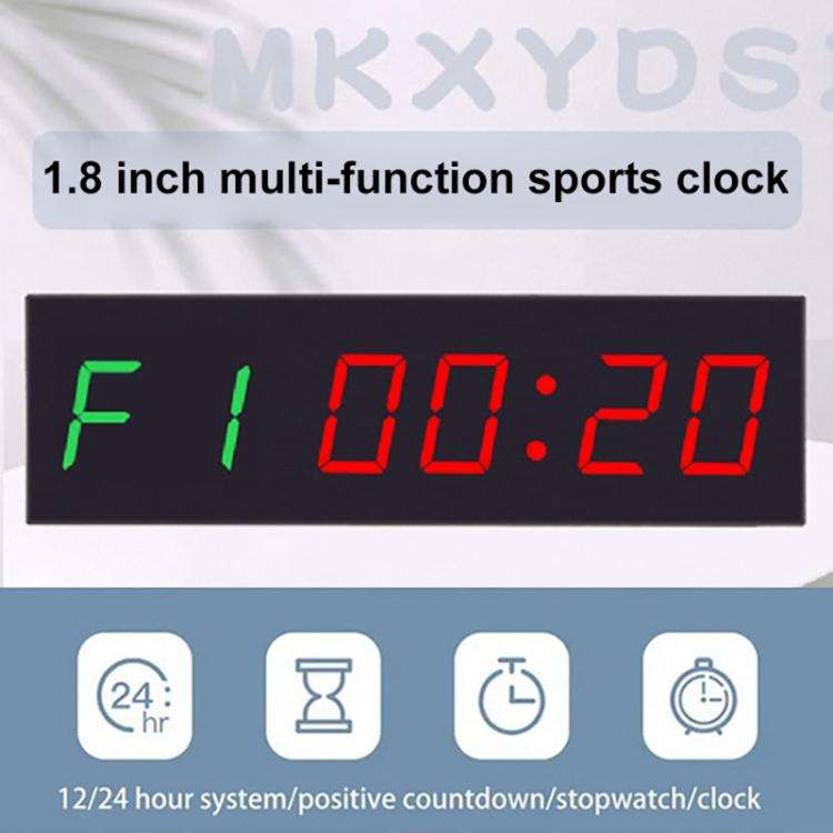 KYX--0018 Plastic Shell 1.8 inch 6-digit LED Sports Fitness Multi-function Timer, Plug:AU Plug(Bl...