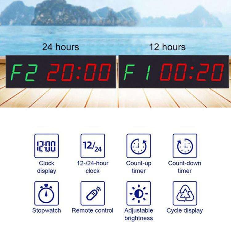 KYX--0018 Plastic Shell 1.8 inch 6-digit LED Sports Fitness Multi-function Timer, Plug:AU Plug(Bl...
