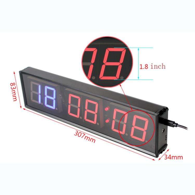KYX--0018 Aluminum Alloy Shell 1.8 inch 6-digit LED Sports Fitness Multi-function Timer, Plug:US ...