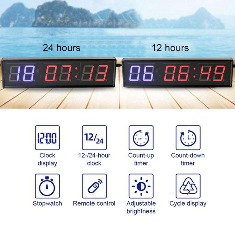 KYX--0018 Aluminum Alloy Shell 1.8 inch 6-digit LED Sports Fitness Multi-function Timer, Plug:US ...
