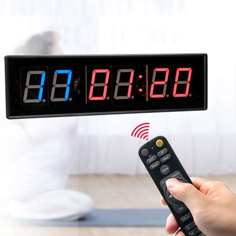 KYX--0023 2.3 inch 6-digit LED Sports Fitness Multi-function Timer, Plug:US Plug(Blue Red Digits)
