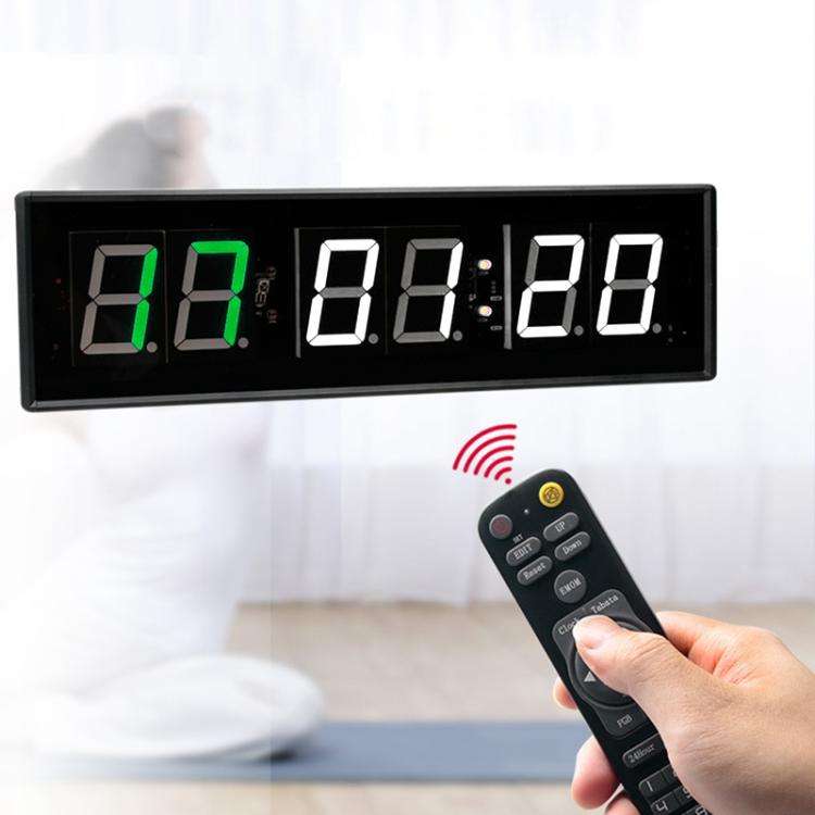 KYX--0023 2.3 inch 6-digit LED Sports Fitness Multi-function Timer, Plug:UK Plug(Green White Digits)