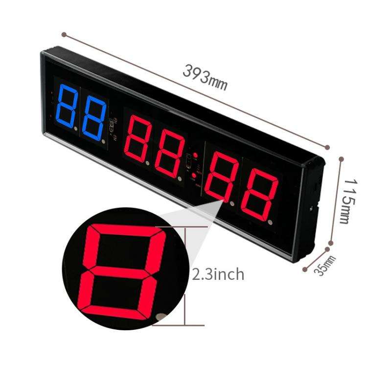 KYX--0023 2.3 inch 6-digit LED Sports Fitness Multi-function Timer, Plug:UK Plug(Green White Digits)