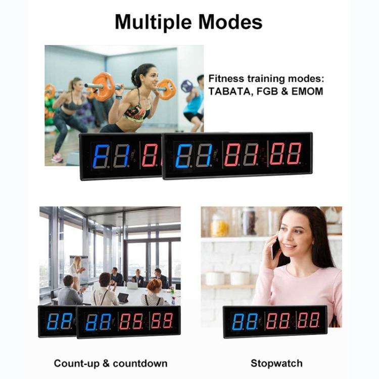KYX--0023 2.3 inch 6-digit LED Sports Fitness Multi-function Timer, Plug:UK Plug(Green White Digits)