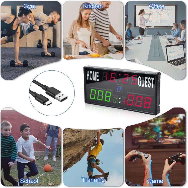 KYX--0030 13-digit LED Electronic Scoreboard Remote Control Multi-function Competition Timer, Plu...