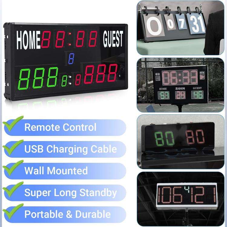 KYX--0030 13-digit LED Electronic Scoreboard Remote Control Multi-function Competition Timer, Plu...