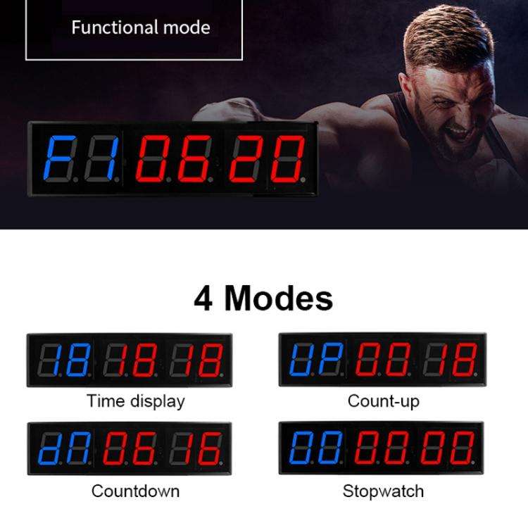 KYX--0040 4 inch 6-digit LED Sports Fitness Multi-function Timer, Plug:US Plug(Black)