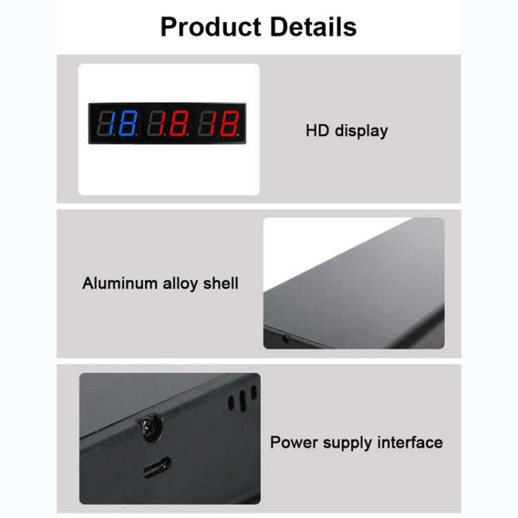 KYX--0040 4 inch 6-digit LED Sports Fitness Multi-function Timer, Plug:US Plug(Black)