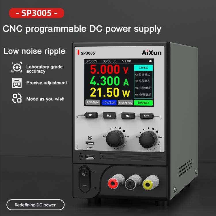 Aixun SP3005 Intelligent Interconnection CNC Programmable DC Power Supply, Plug:EU Plug