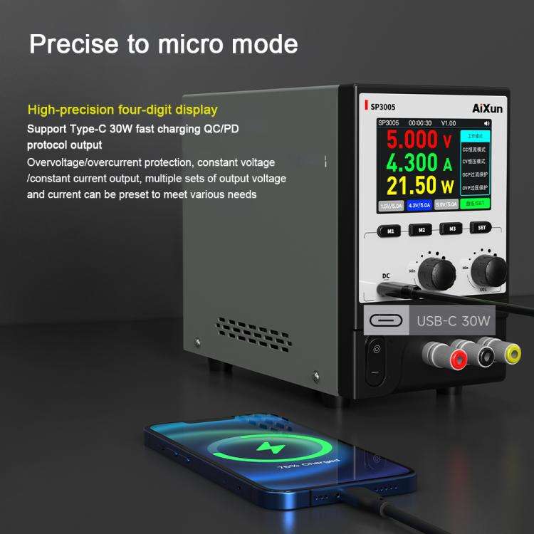 Aixun SP3005 Intelligent Interconnection CNC Programmable DC Power Supply, Plug:EU Plug