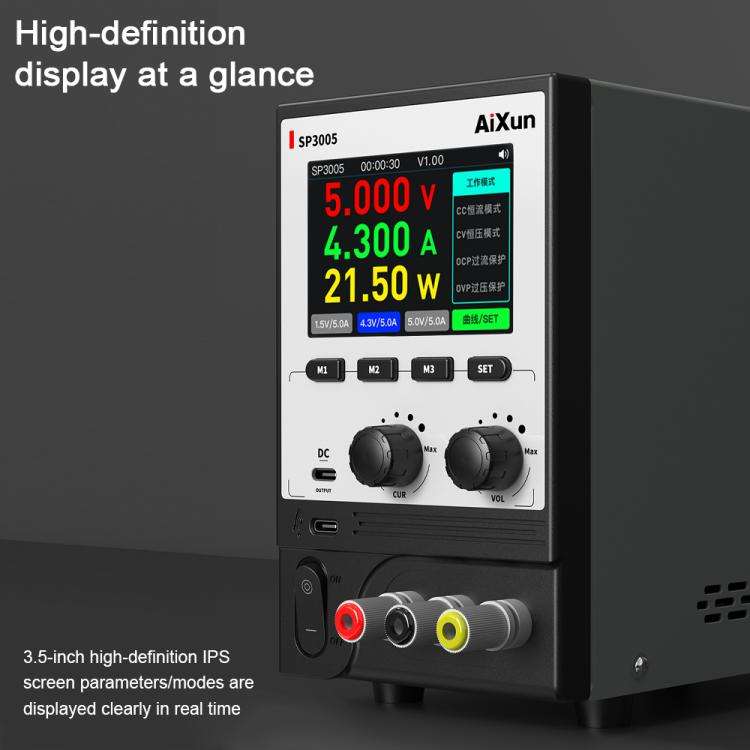 Aixun SP3005 Intelligent Interconnection CNC Programmable DC Power Supply, Plug:EU Plug