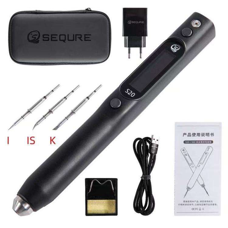 S20 20W 9V Handheld Precision Soldering Iron with 3 Soldering Tips(EU Plug)
