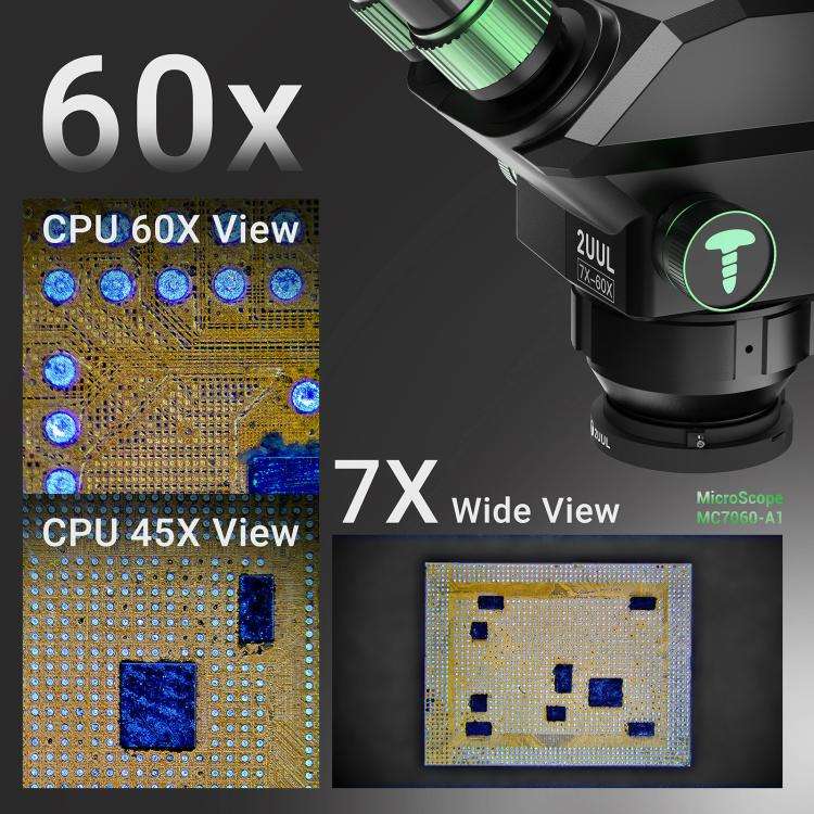 2uul MC7060-A1 7-60X Synchronous Zoom Trinocular Microscope