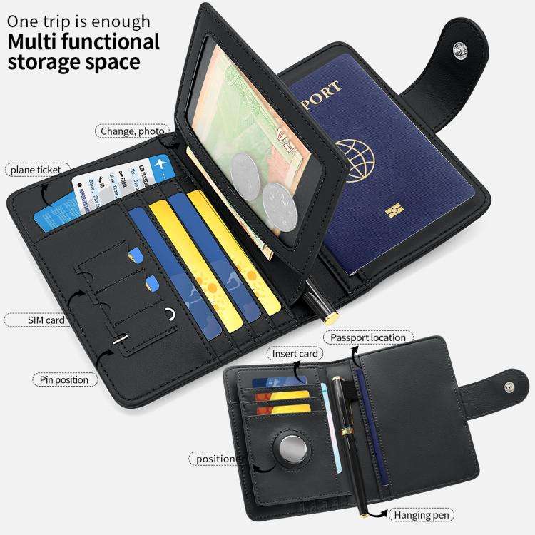 VIETAO VT-ZP-240 Multifunctional Leather Passport Card Holder(Black Grey)
