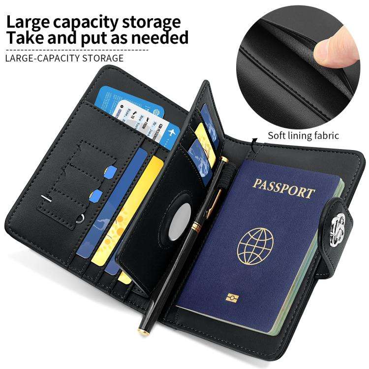 VIETAO VT-ZP-240 Multifunctional Leather Passport Card Holder(Black Grey)