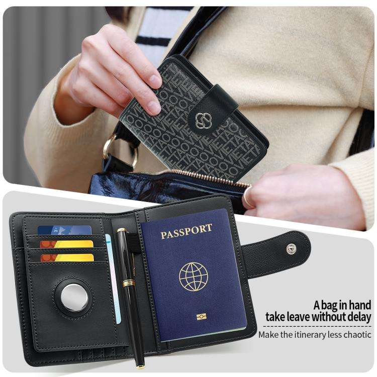 VIETAO VT-ZP-240 Multifunctional Leather Passport Card Holder(Black Grey)