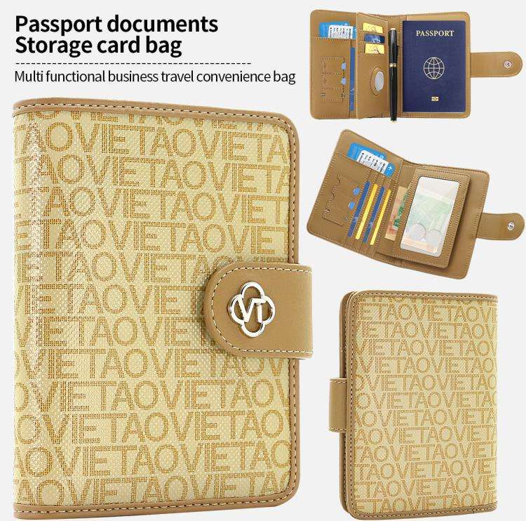 VIETAO VT-ZP-240 Multifunctional Leather Passport Card Holder(Milk Tea)