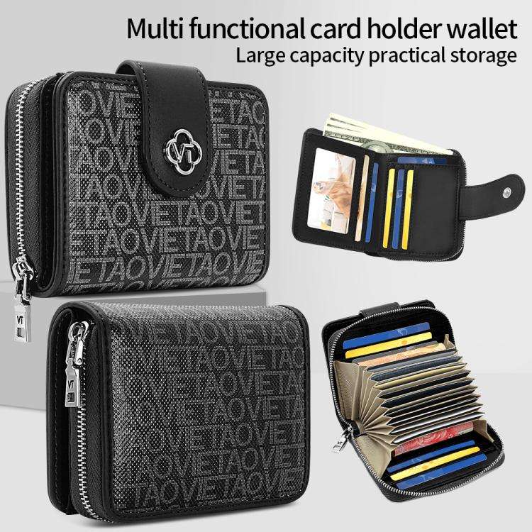 VIETAO VT-ZP-241 Multifunctional Leather Card Holder Wallet(Black Grey)