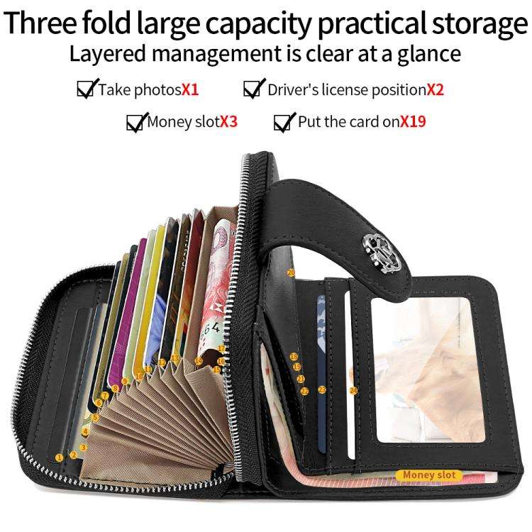 VIETAO VT-ZP-241 Multifunctional Leather Card Holder Wallet(Black Grey)