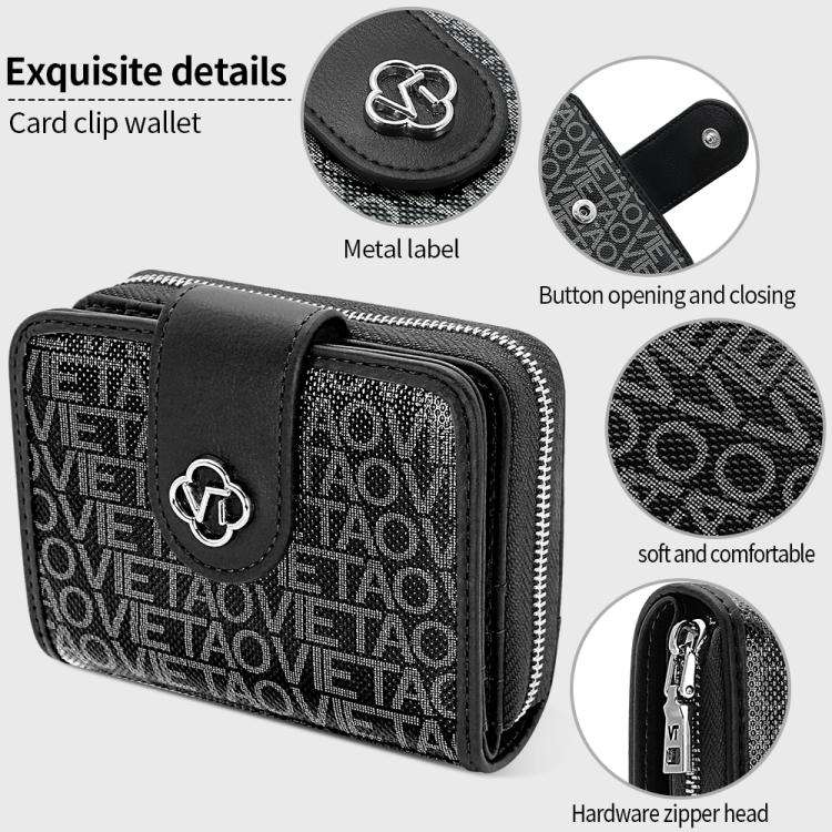 VIETAO VT-ZP-241 Multifunctional Leather Card Holder Wallet(Black Grey)