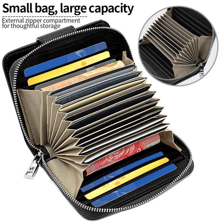 VIETAO VT-ZP-241 Multifunctional Leather Card Holder Wallet(Black Grey)