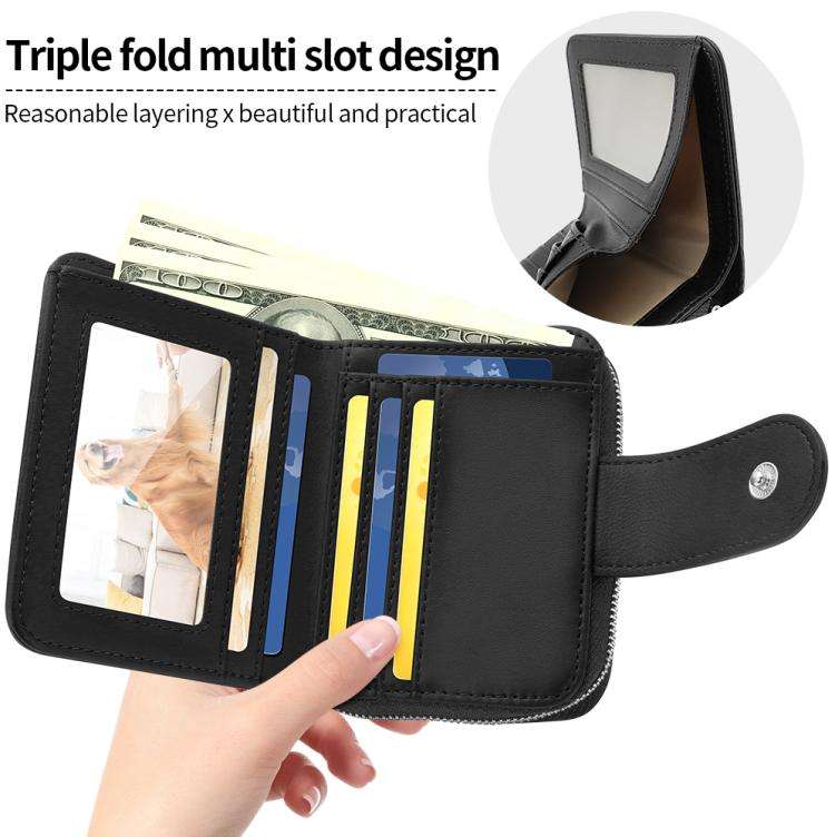 VIETAO VT-ZP-241 Multifunctional Leather Card Holder Wallet(Black Grey)