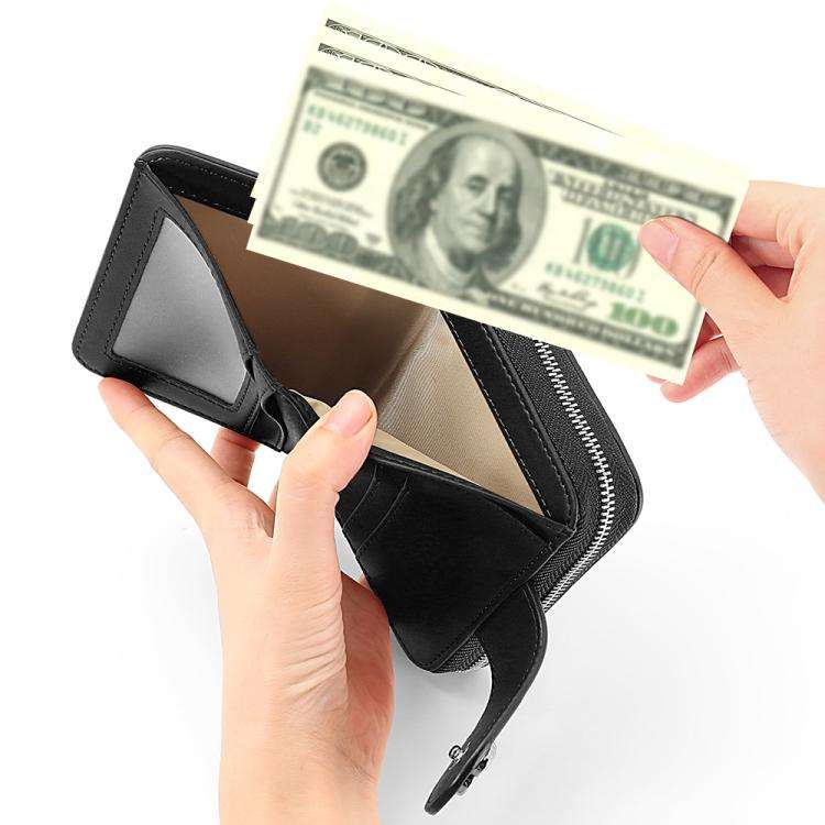 VIETAO VT-ZP-241 Multifunctional Leather Card Holder Wallet(Black Grey)