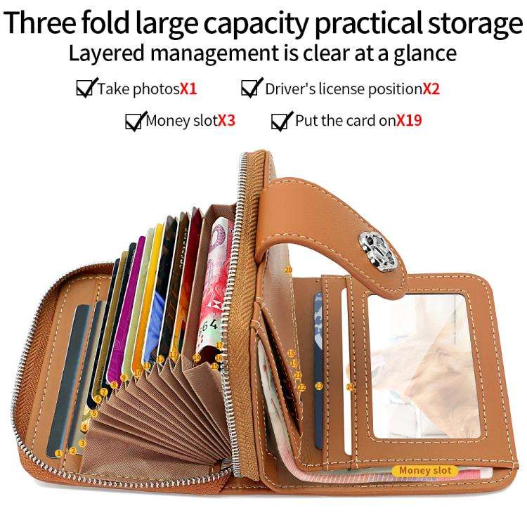 VIETAO VT-ZP-241 Multifunctional Leather Card Holder Wallet(Coffee)