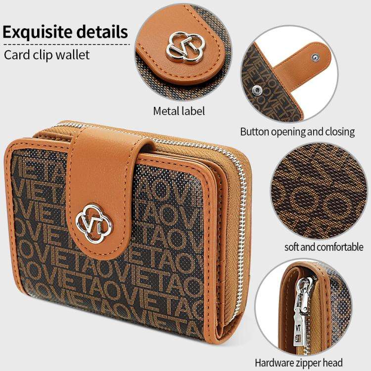 VIETAO VT-ZP-241 Multifunctional Leather Card Holder Wallet(Coffee)