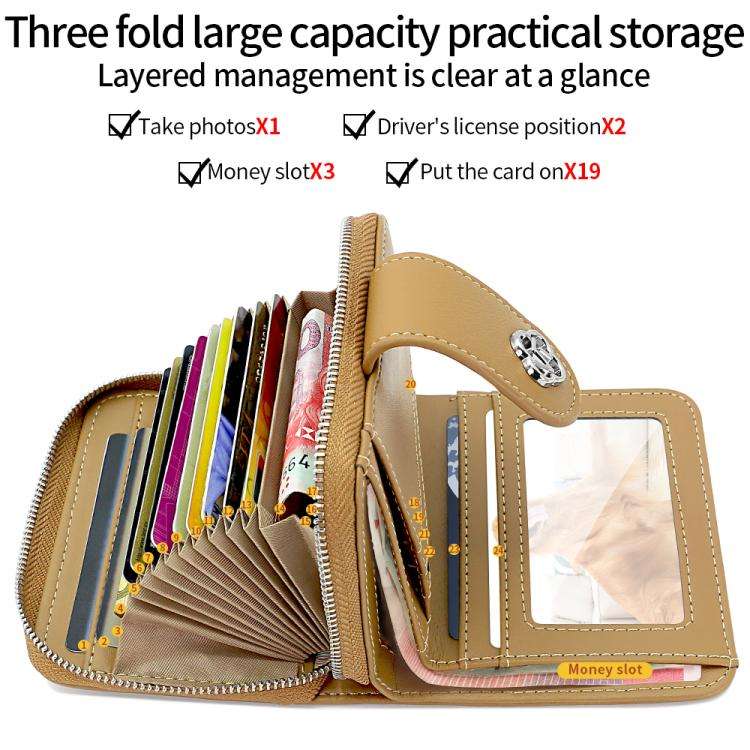 VIETAO VT-ZP-241 Multifunctional Leather Card Holder Wallet(Milk Tea)