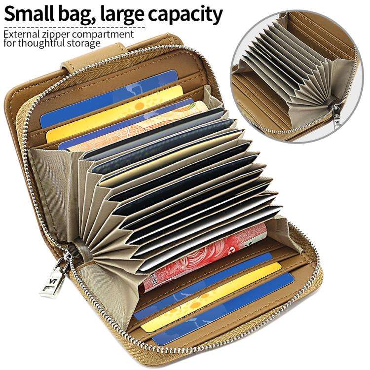 VIETAO VT-ZP-241 Multifunctional Leather Card Holder Wallet(Milk Tea)