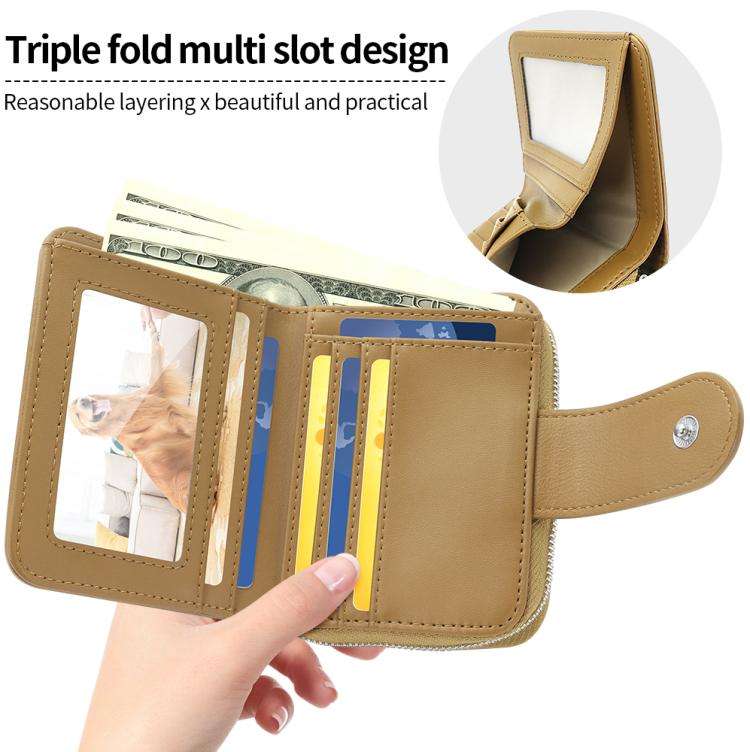 VIETAO VT-ZP-241 Multifunctional Leather Card Holder Wallet(Milk Tea)