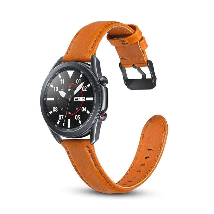 For Samsung Galaxy Watch 3 45mm Flat Texture Leather Watch Band(Orange)