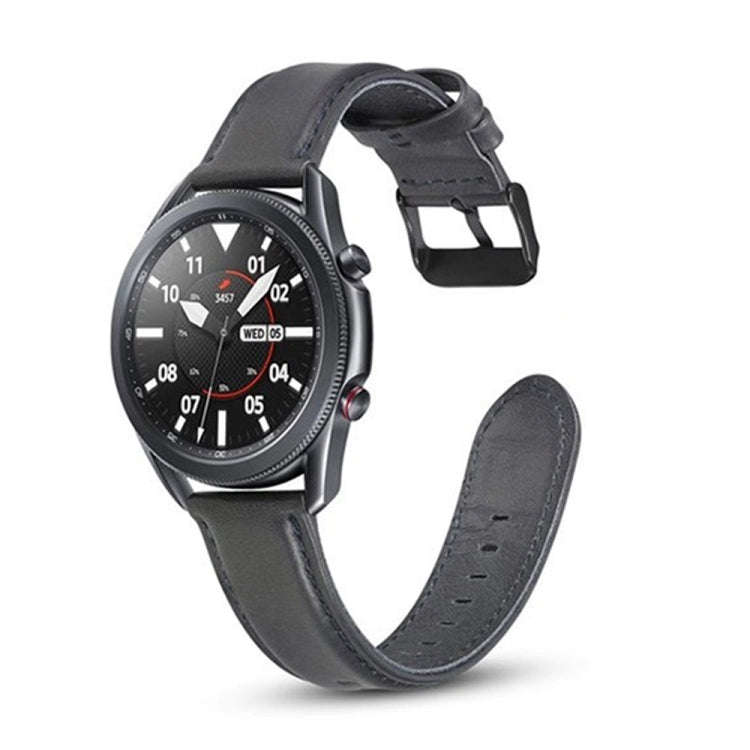 For Samsung Galaxy Watch 3 45mm Flat Texture Leather Watch Band(Gray)