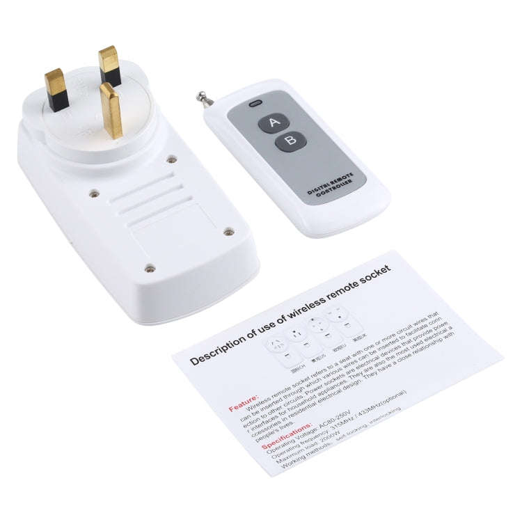 AK-DL220 220V Smart Wireless Remote Control Socket with Remote Control, Plug Type:UK Plug