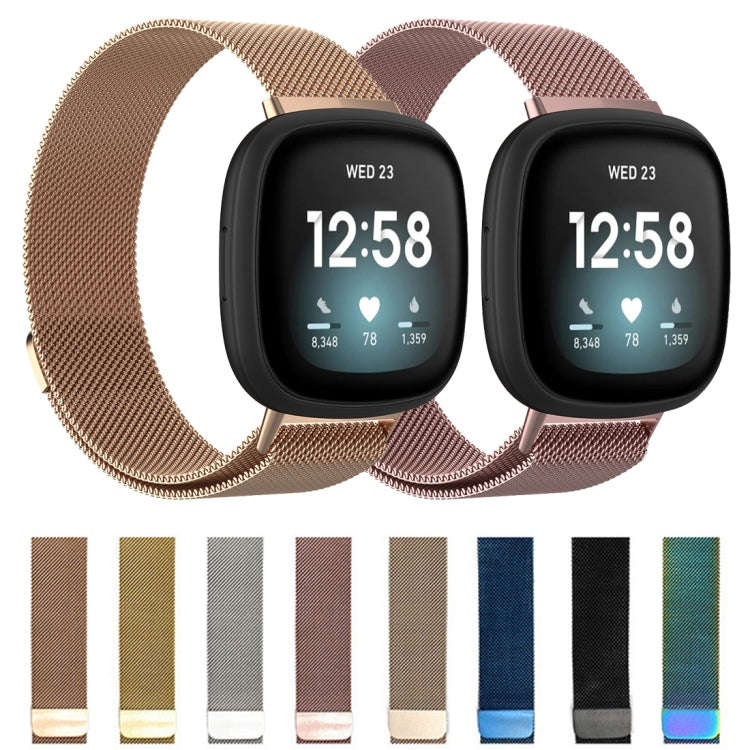 For Fitbit Versa 3 / Fitbit Sense Magnetic Milano Watch Band, Size:Large Size(Golden)