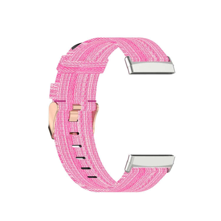 For Fitbit Versa 3 / Fitbit Sense Nylon Canvas Strip Texture Watch Band, Size: Free Size(Pink)