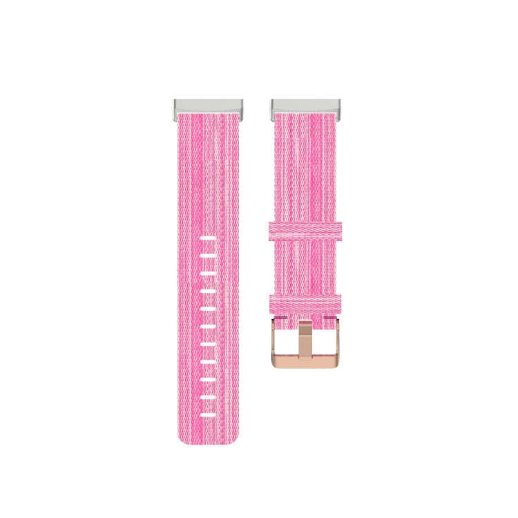 For Fitbit Versa 3 / Fitbit Sense Nylon Canvas Strip Texture Watch Band, Size: Free Size(Pink)